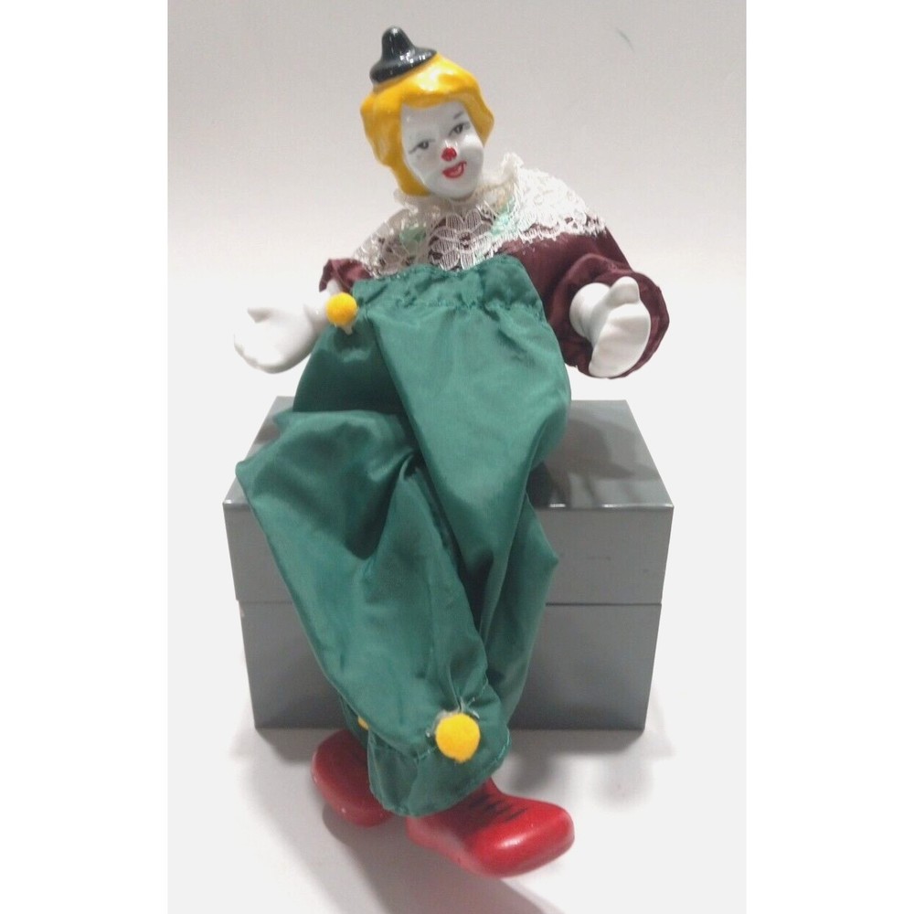 Vintage Clown Porcelain Face Hands Feet Wire Body Posable 11 Inches Tall